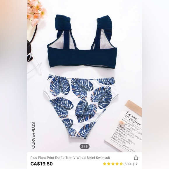 SHEIN blue ruffle bikini 0X - Picture 2 of 9